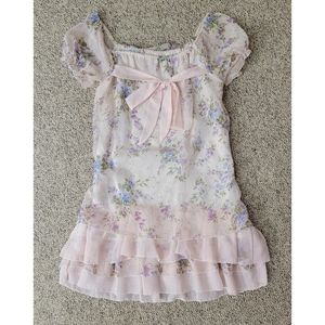 Pink Pastel Purple Floral Mini Dress